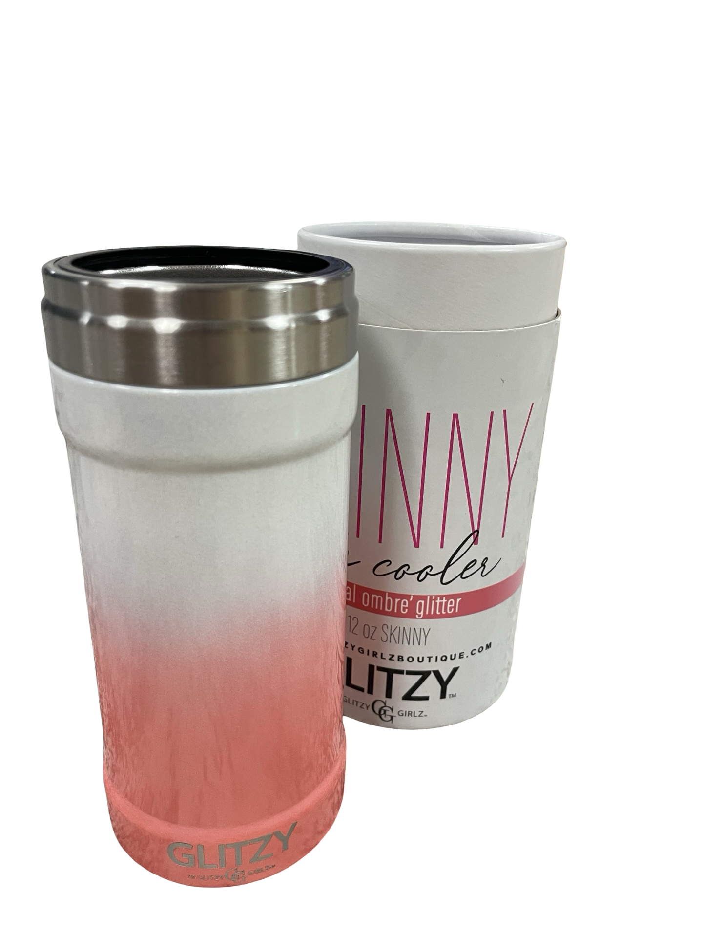 Coral ombré glitter can cooler new