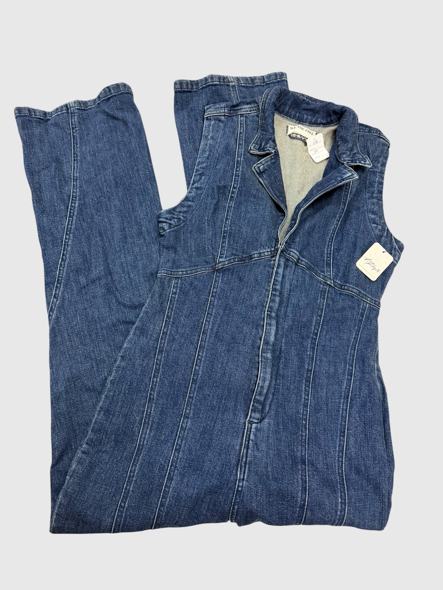Women’s medium short free people denim jumpsuit NWT