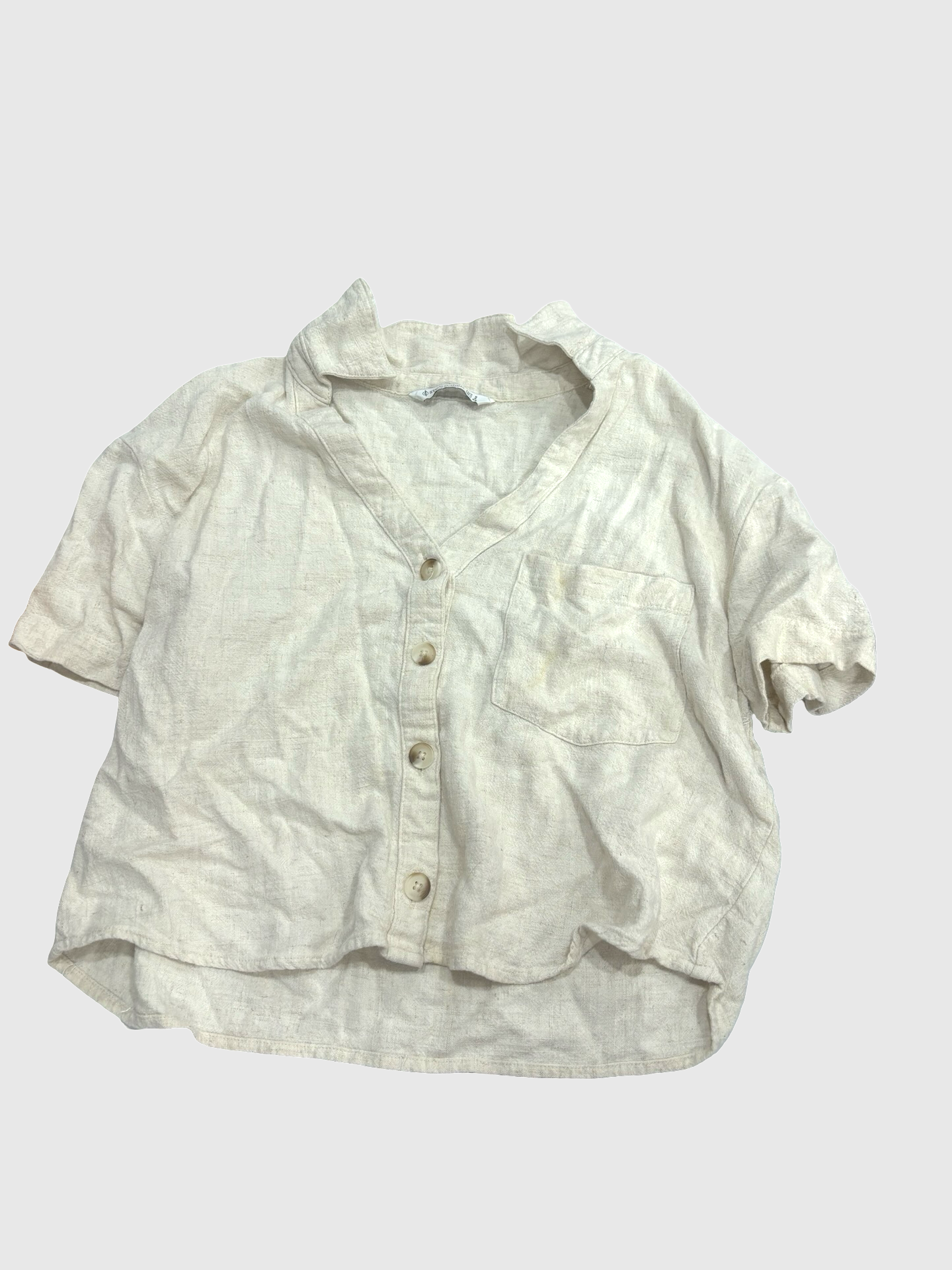 Womens cropped button up top small