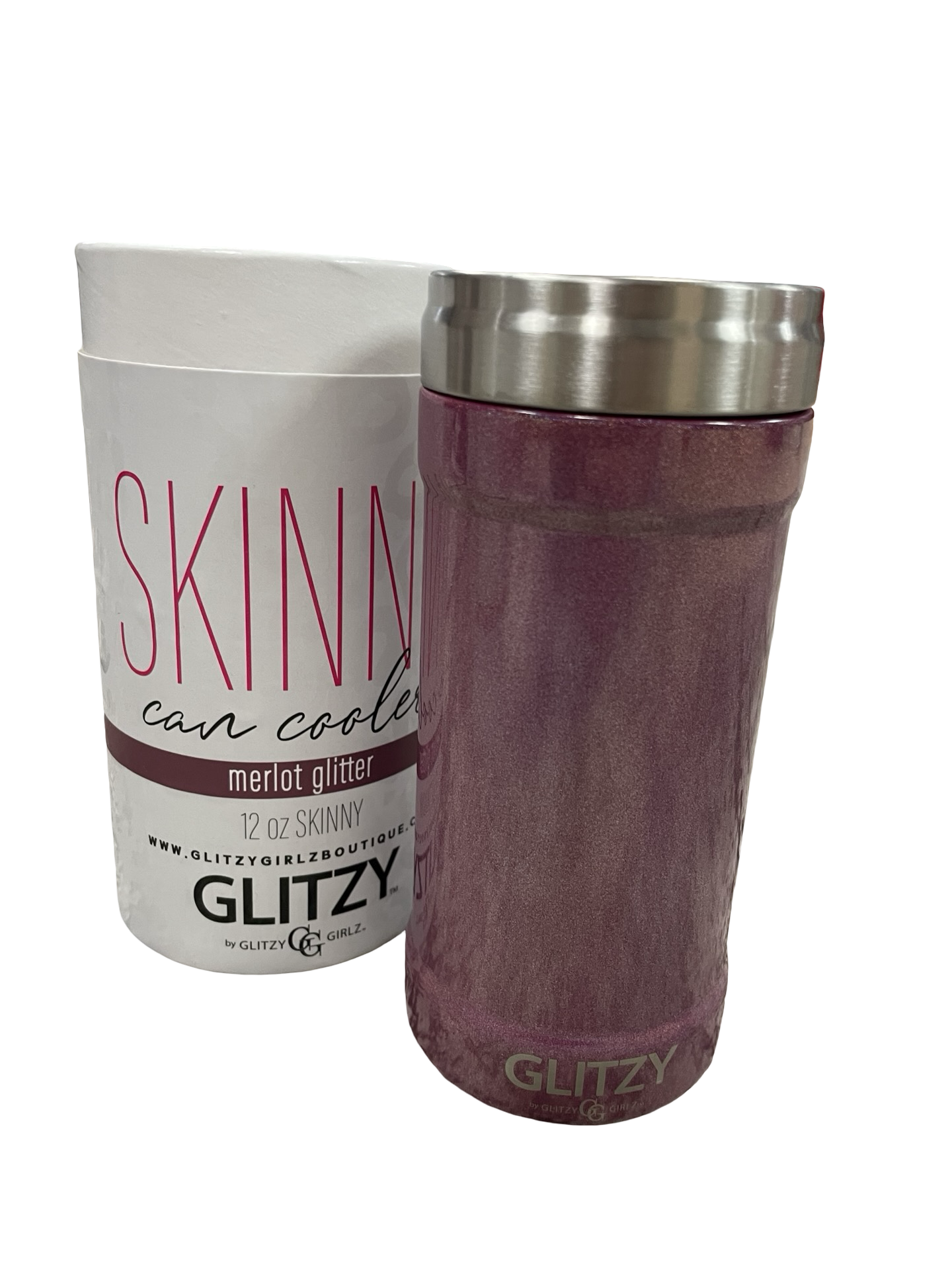 Merlot glitter can cooler