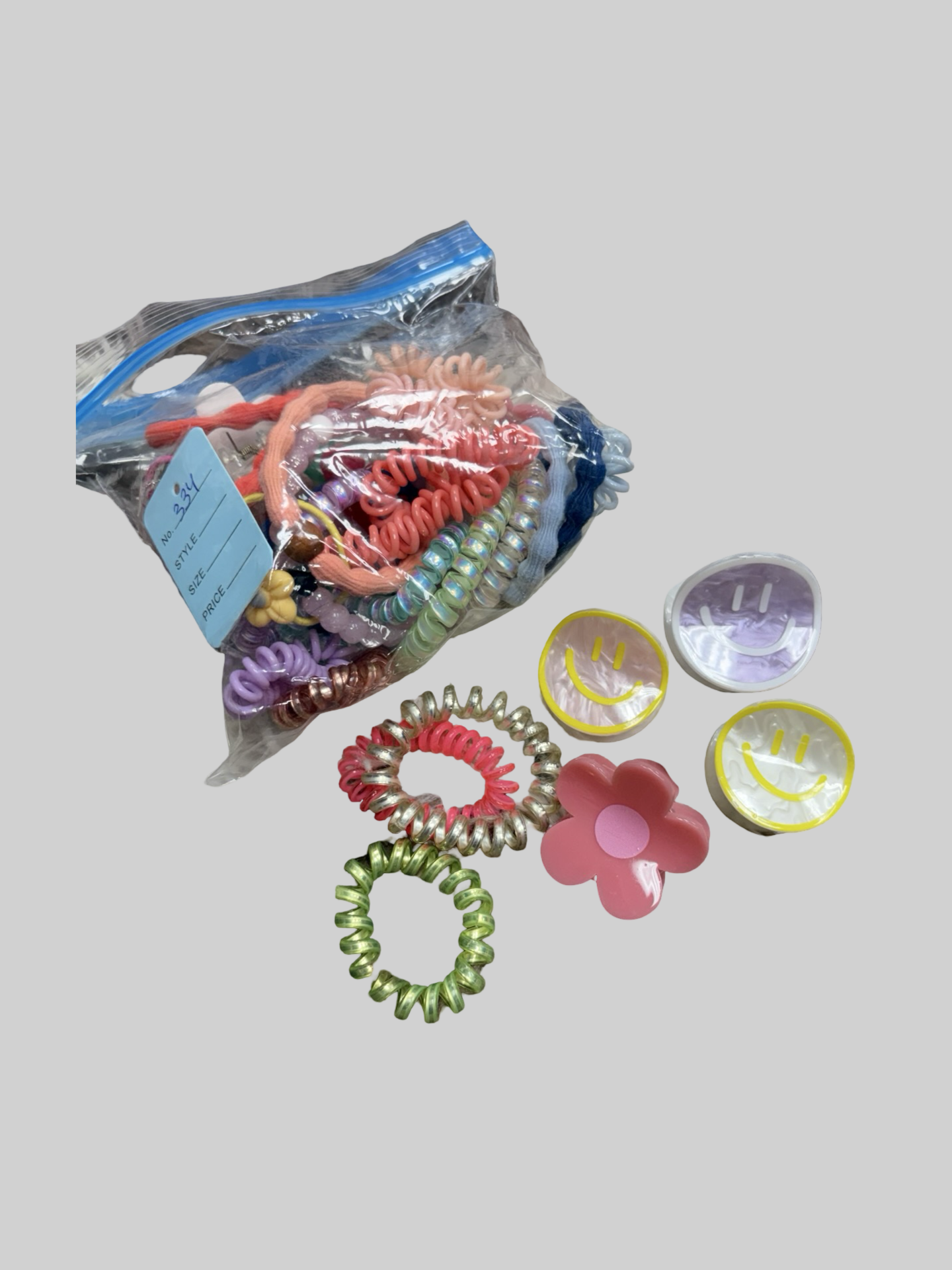 Hair ties and clips