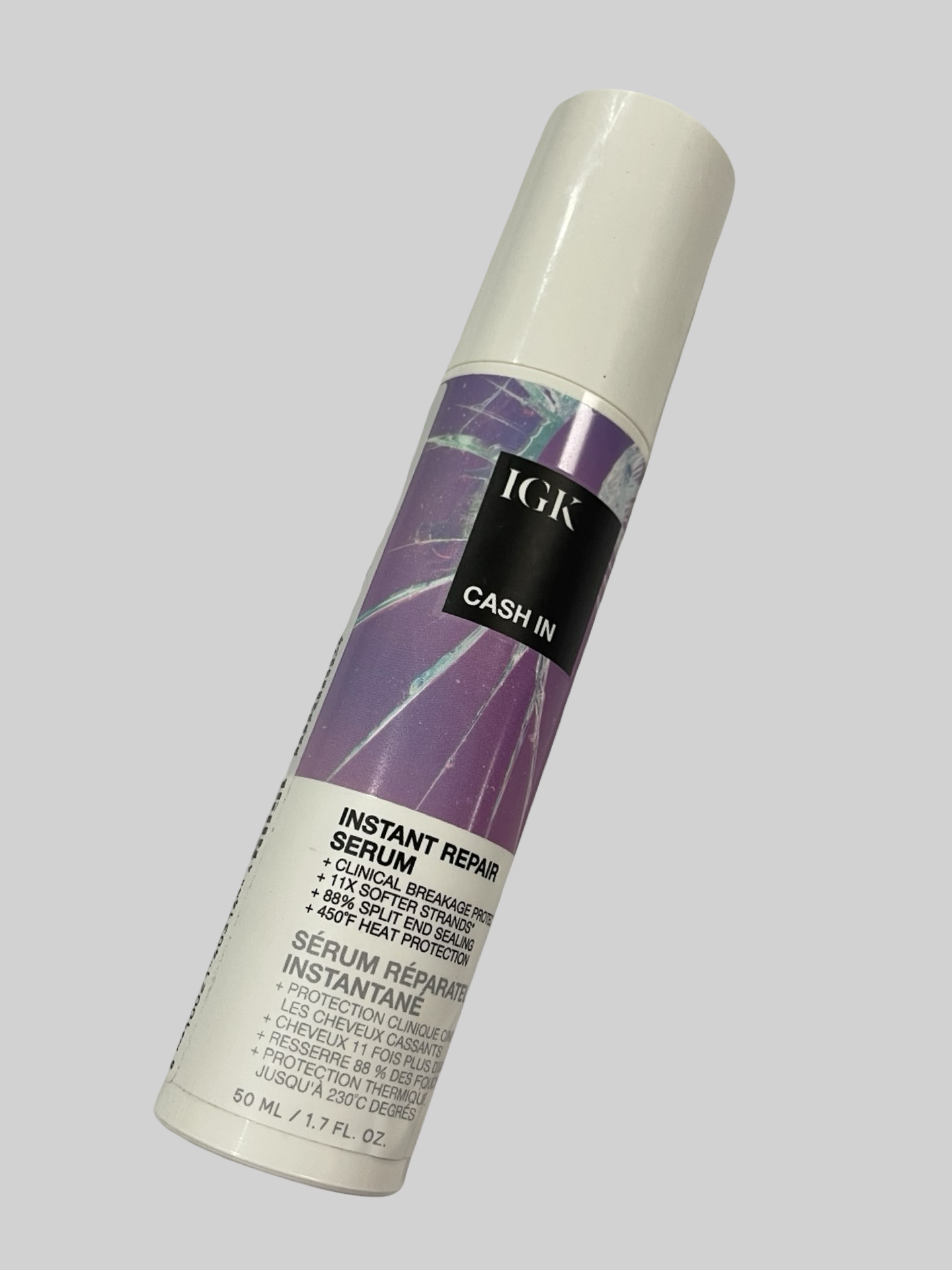 IGK hair serum over half full