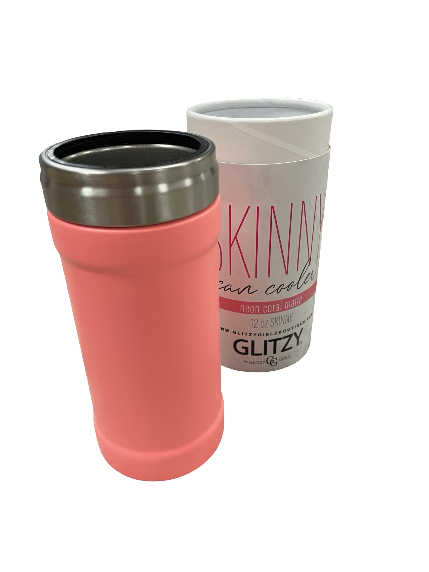 Neon coral matte can cooler new