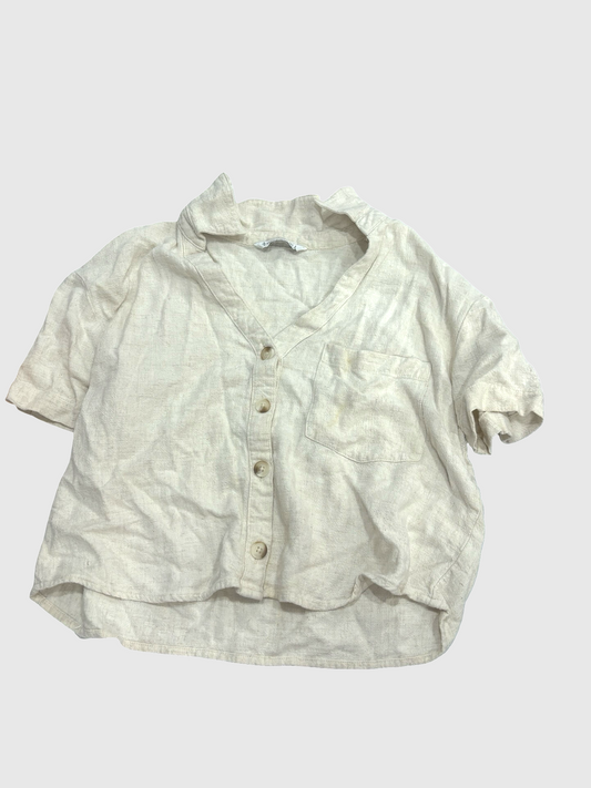Womens cropped button up top small