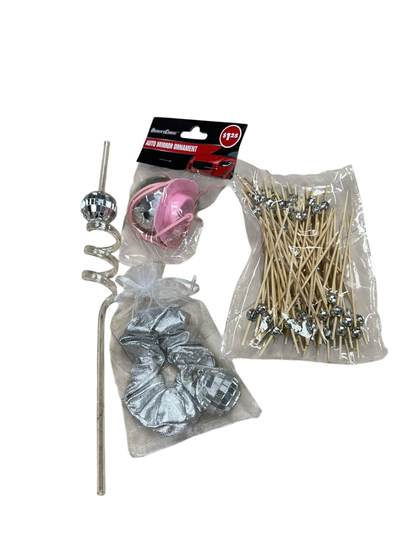 Disco Ball Party decor-straws, 4 cups, sign, picks, & more