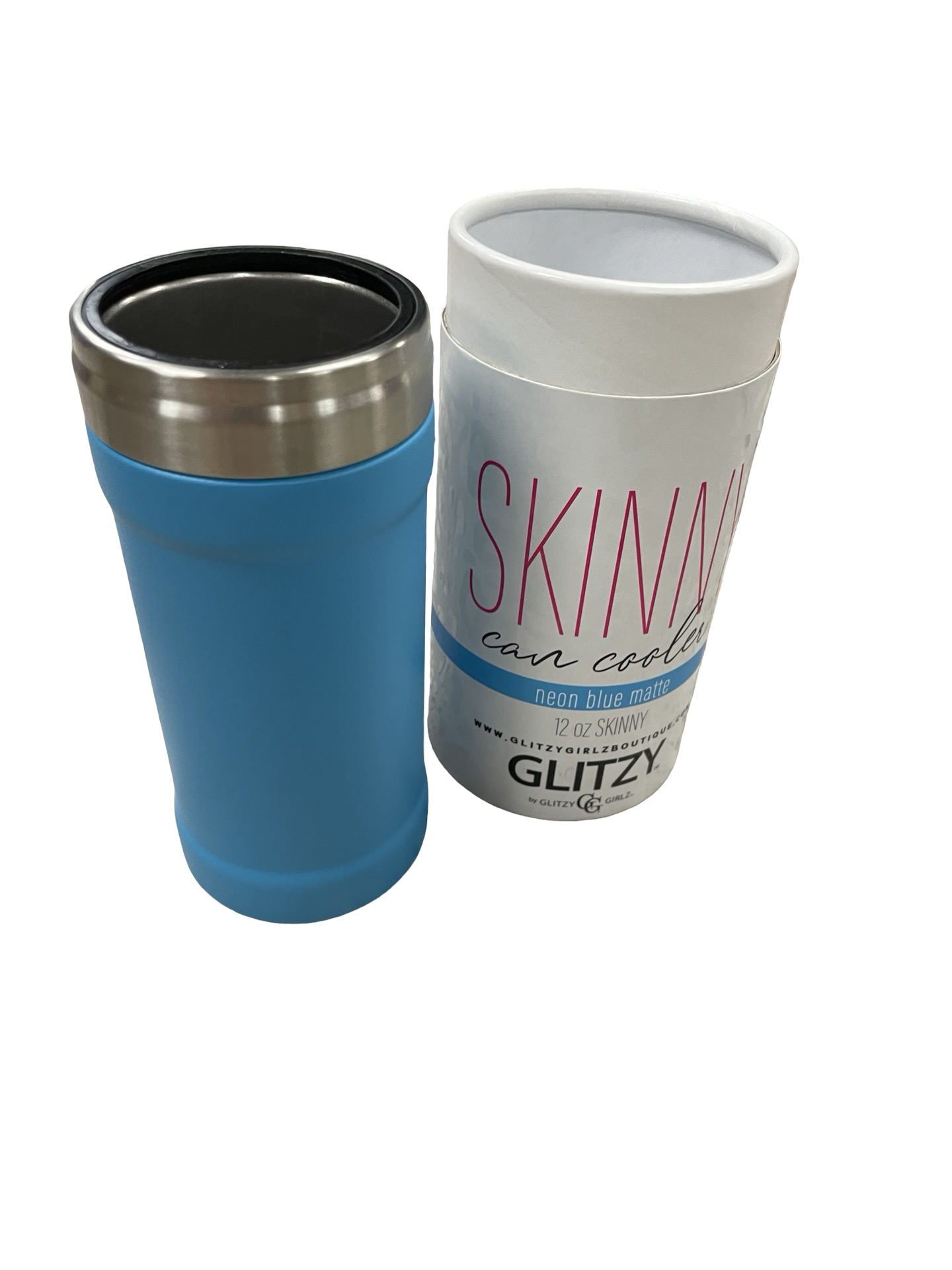 Neon blue matte can cooler new