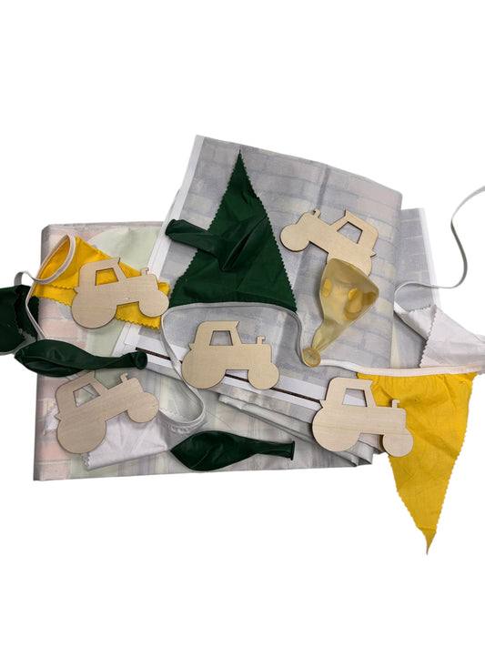 Tractor them party with giant tractor backdrop