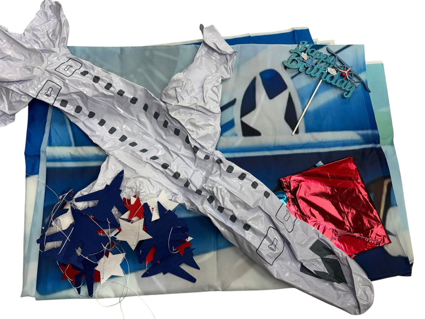 Planes party decor with large banner