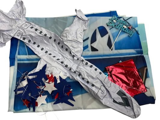 Planes party decor with large banner