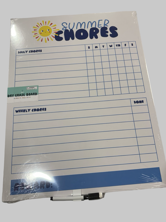 Summer chore board magnetic dry erase board