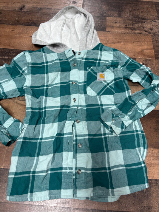 Boys 14 carhartt flannel with hood